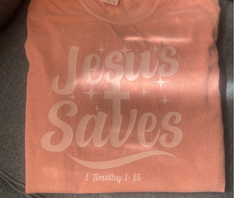 Jesus Saves – 1 Timothy 1:15- Comfort Colors Tee