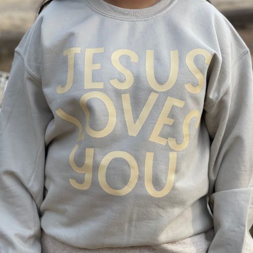 Jesus Loves You Sand Color Crewneck