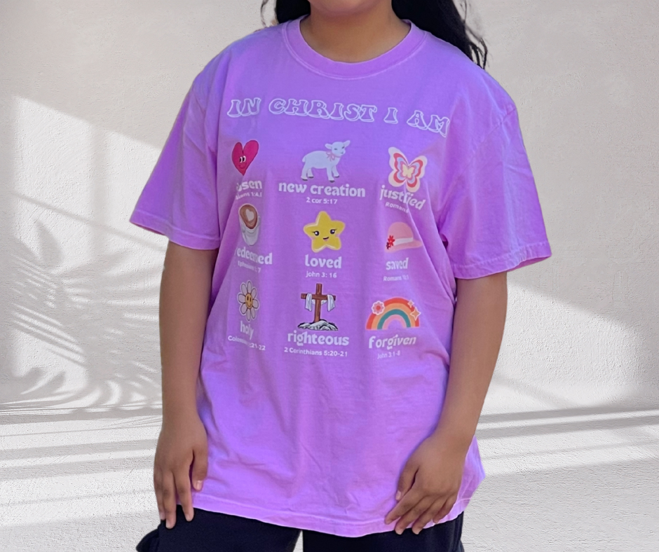 In Christ, I Am Comfort colors Tee- Neon Purple
