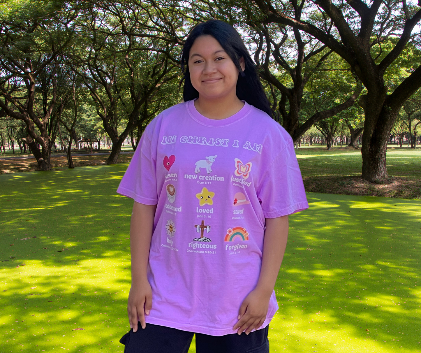 In Christ, I Am Comfort colors Tee- Neon Purple