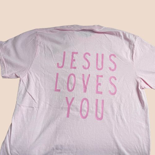 Light Pink Jesus Loves You Short Sleeve Tee