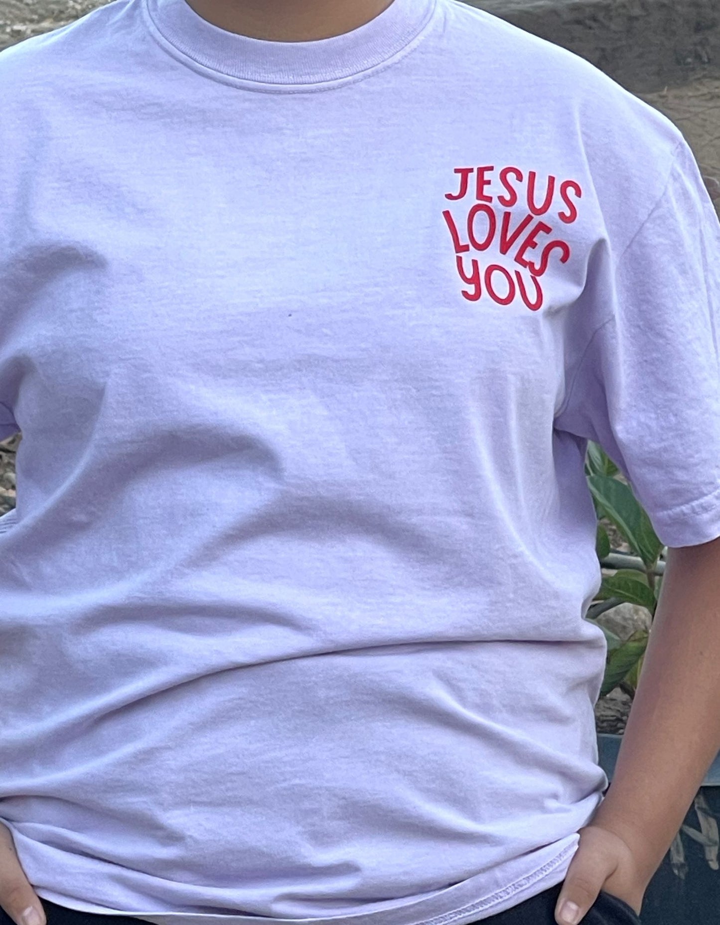 Jesus Loves You Comfort Colors Tee - Lilac Color